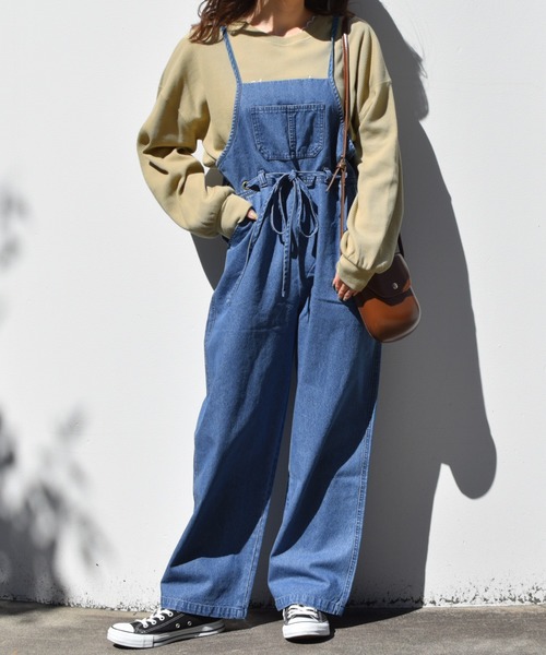 PairPair（ペアペア）の「デニムサロペット（サロペット/オーバーオール・レディース・ライトブルー/ブラック・FREE）」の10枚目の写真