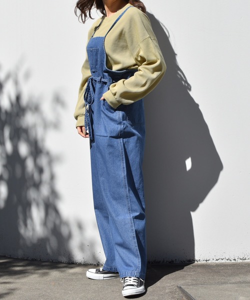 PairPair（ペアペア）の「デニムサロペット（サロペット/オーバーオール・レディース・ライトブルー/ブラック・FREE）」の5枚目の写真