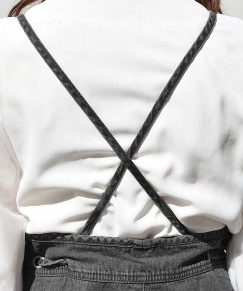 PairPair（ペアペア）の「デニムサロペット（サロペット/オーバーオール・レディース・ライトブルー/ブラック・FREE）」の6枚目の写真