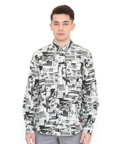 Design Tshirts Store Graniph デザイン ティーシャツ ストア グラニフ の コラボレーションシャツ 背景パターン タッチ ホワイト シャツ ブラウス Wear