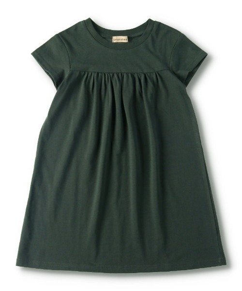 BRANSHES（ブランシェス）の「【WEB限定】胸元ギャザー半袖ワンピース（ワンピース・キッズ・ベージュ/ブルー/フューシャピンク/ダークグリーン/キャメル/ブラック・90cm/100cm/110cm/120cm/130cm/140cm/150cm）」の4枚目の写真