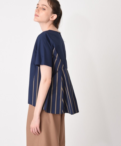 RAW FUDGE(ローファッジ)の「バックストライプ切替ブラウス(シャツ/ブラウス・レディース・オフホワイト/ネイビー・M)」の1枚目の写真