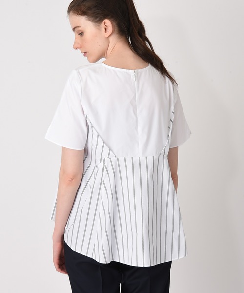 RAW FUDGE(ローファッジ)の「バックストライプ切替ブラウス(シャツ/ブラウス・レディース・オフホワイト/ネイビー・M)」の2枚目の写真