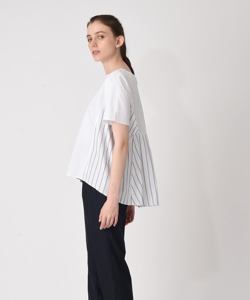 RAW FUDGE(ローファッジ)の「バックストライプ切替ブラウス(シャツ/ブラウス・レディース・オフホワイト/ネイビー・M)」の4枚目の写真