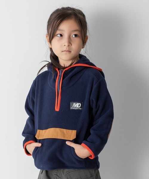MAKE YOUR DAY（メイクユアデイ）の「フード付きフリースプルオーバー■80～140cm（パーカー・キッズ・ネイビー/オリーブ・130/100/110/80/90/140/120）」の2枚目の写真