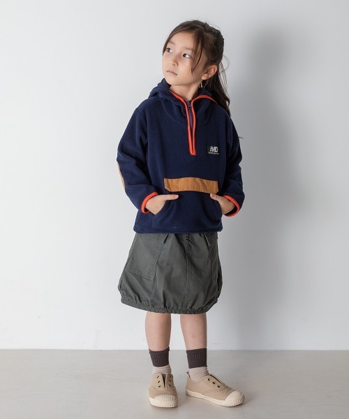 MAKE YOUR DAY（メイクユアデイ）の「フード付きフリースプルオーバー■80～140cm（パーカー・キッズ・ネイビー/オリーブ・130/100/110/80/90/140/120）」の22枚目の写真