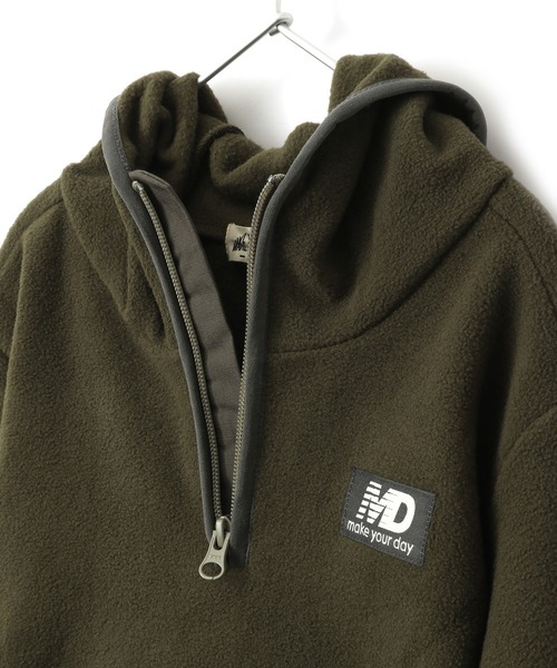 MAKE YOUR DAY（メイクユアデイ）の「フード付きフリースプルオーバー■80～140cm（パーカー・キッズ・ネイビー/オリーブ・130/100/110/80/90/140/120）」の8枚目の写真
