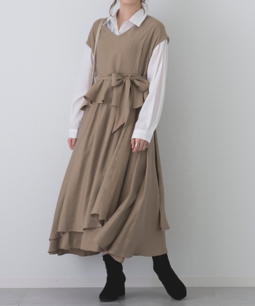 kicuri キクリ ワンピース kicuri（キクリ）の「【低身長向けSサイズ有】ニットドッキング