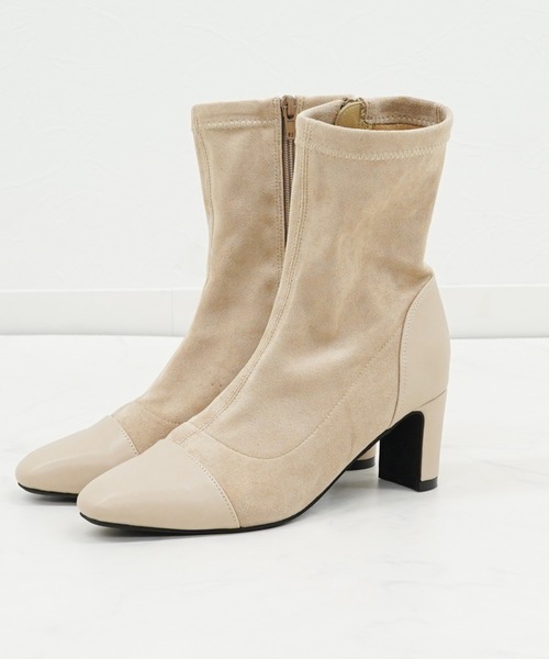 archives(アルシーヴ)の「スクエアミドルブーツ(ブーツ・レディース・ブラウン/ベージュ・LARGE/MEDIUM)」の2枚目の写真