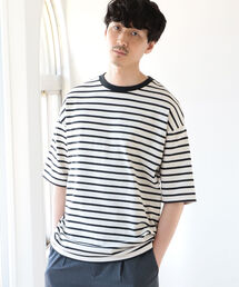 B:MING by BEAMS | ＜UNISEX＞ B:MING by BEAMS / ボーダー ドロップショルダー クルーネックTシャツ(ドロップフィット)(Tシャツ/カットソー)