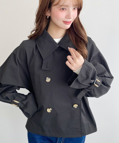 Apart by キャンディースリーブショートトレンチコート　ネイビーMサイズ A part by（アパートバイ） トレンチコート コート 「あいか企画