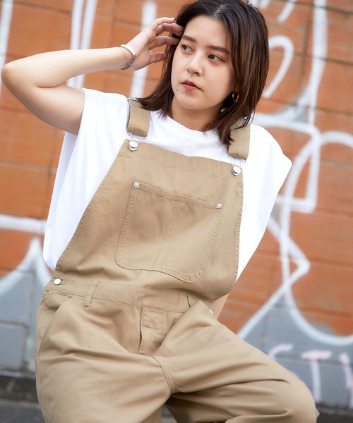 KANGOL（カンゴール）の「KANGOL/カンゴール別注 ロゴ刺繍 ワイドオーバーオール/カツラギ/デニム（サロペット/オーバーオール・メンズ・オフホワイト/ブラック/ベージュ/カーキ/インディゴブルー/ブルー/ストライプ・M/L）」の16枚目の写真