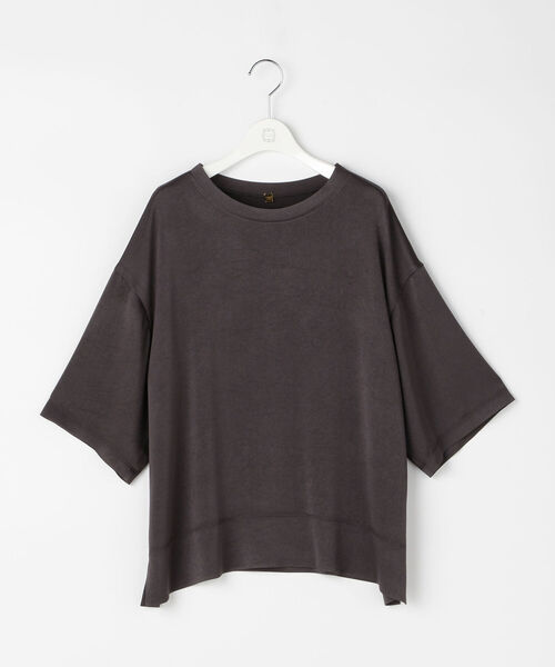 Ravissant Laviere(ラヴィソンラヴィエール)の「ソアパールバックサテンTシャツ(シャツ/ブラウス・レディース・ミント/オフホワイト/チャコールグレー・38)」の3枚目の写真