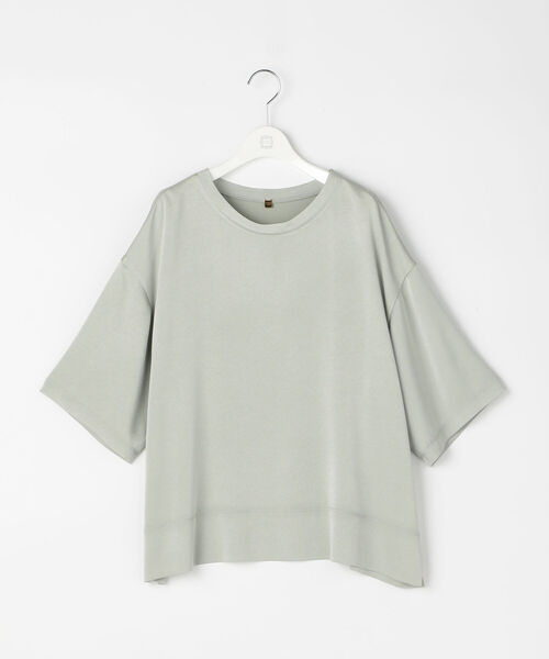 Ravissant Laviere(ラヴィソンラヴィエール)の「ソアパールバックサテンTシャツ(シャツ/ブラウス・レディース・ミント/オフホワイト/チャコールグレー・38)」の1枚目の写真
