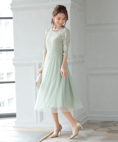 チュールオケージョンドレス（グリーン） DRESS LAB（ドレスラボ）の「【結婚式/オケージョンドレス
