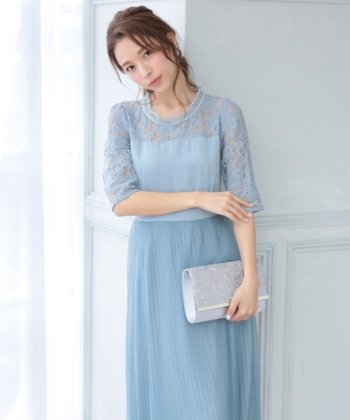 あきなっちぃ様　Dress Labドレスラボ　スタンドカラー　プリーツ　ドレス DRESS LAB ドレス 「結婚式/オケージョンドレス」スカラレース