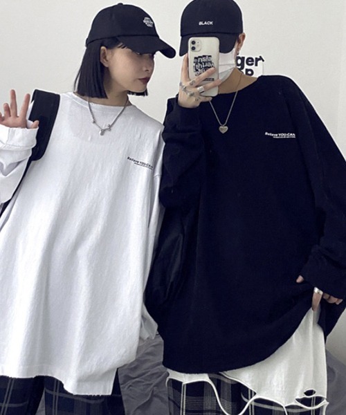 WESTBOY(ウエストボーイ)の「【WB ORIGINALS】Big Silhouette One Point Logo Drop Shoulder Pullover Long-Sleeve T-shirt(Tシャツ/カットソー・メンズ・ホワイト/ブラック・M/L/XL)」の1枚目の写真