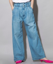 7.5oz ドライブリーチデニム　タックワイドパンツ