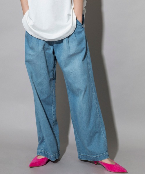 Munich（ミューニック）の「7.5oz ドライブリーチデニム　タックワイドパンツ（デニムパンツ・レディース・インディゴブルー・S/M/XS）」の5枚目の写真