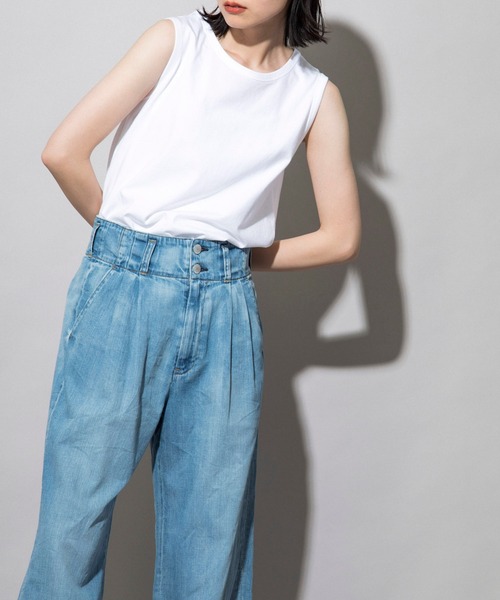 Munich（ミューニック）の「7.5oz ドライブリーチデニム　タックワイドパンツ（デニムパンツ・レディース・インディゴブルー・S/M/XS）」の12枚目の写真