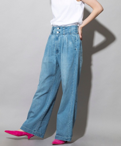 Munich（ミューニック）の「7.5oz ドライブリーチデニム　タックワイドパンツ（デニムパンツ・レディース・インディゴブルー・S/M/XS）」の8枚目の写真