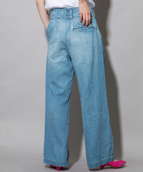 Munich（ミューニック）の「7.5oz ドライブリーチデニム　タックワイドパンツ（デニムパンツ・レディース・インディゴブルー・S/M/XS）」の9枚目の写真