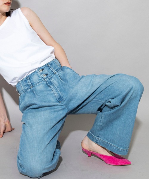Munich（ミューニック）の「7.5oz ドライブリーチデニム　タックワイドパンツ（デニムパンツ・レディース・インディゴブルー・S/M/XS）」の10枚目の写真