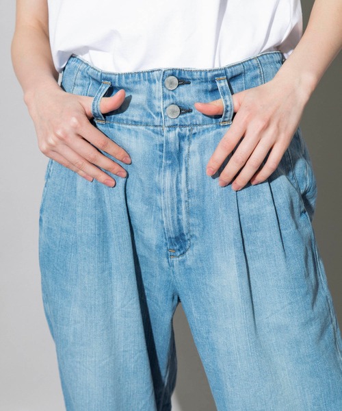 Munich（ミューニック）の「7.5oz ドライブリーチデニム　タックワイドパンツ（デニムパンツ・レディース・インディゴブルー・S/M/XS）」の13枚目の写真