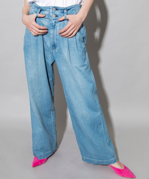 Munich（ミューニック）の「7.5oz ドライブリーチデニム　タックワイドパンツ（デニムパンツ・レディース・インディゴブルー・S/M/XS）」の6枚目の写真