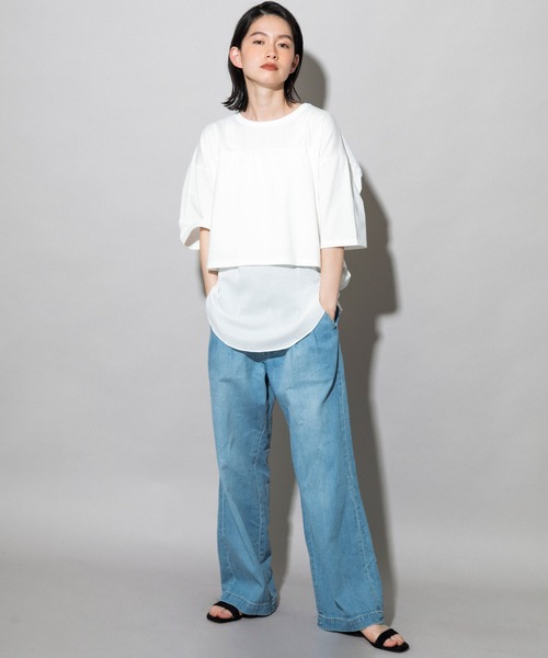 Munich（ミューニック）の「7.5oz ドライブリーチデニム　タックワイドパンツ（デニムパンツ・レディース・インディゴブルー・S/M/XS）」の18枚目の写真