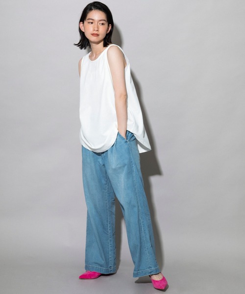 Munich（ミューニック）の「7.5oz ドライブリーチデニム　タックワイドパンツ（デニムパンツ・レディース・インディゴブルー・S/M/XS）」の20枚目の写真