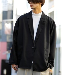 Beno | ソフトポリツイル スタプレ ワイドフレア ルーズシルエット テーラードジャケット(テーラードジャケット)