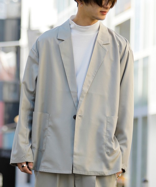 Beno（ビーノ）の「ソフトポリツイル ワイドフレア ルーズシルエット テーラードジャケット（テーラードジャケット・メンズ・ブラック/グレイッシュベージュ/グレイッシュブルー・M/L）」の13枚目の写真