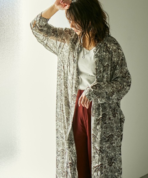 Fashion Letter（ファッションレター）の「ペイズリー柄バンドカラーシアーシャツワンピ  21SS（シャツワンピース・レディース・アイボリー/ブラウン/ブラック・M）」の3枚目の写真