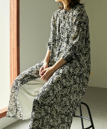 ペイズリー柄バンドカラーシアーシャツワンピ  21SS