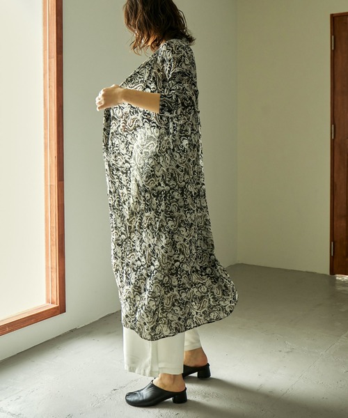 Fashion Letter（ファッションレター）の「ペイズリー柄バンドカラーシアーシャツワンピ  21SS（シャツワンピース・レディース・アイボリー/ブラウン/ブラック・M）」の6枚目の写真