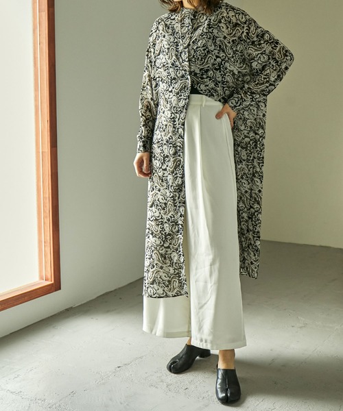 Fashion Letter（ファッションレター）の「ペイズリー柄バンドカラーシアーシャツワンピ  21SS（シャツワンピース・レディース・アイボリー/ブラウン/ブラック・M）」の9枚目の写真