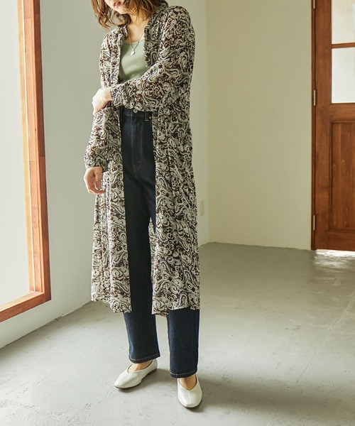 Fashion Letter（ファッションレター）の「ペイズリー柄バンドカラーシアーシャツワンピ  21SS（シャツワンピース・レディース・アイボリー/ブラウン/ブラック・M）」の15枚目の写真