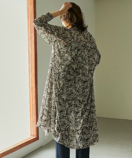 Fashion Letter（ファッションレター）の「ペイズリー柄バンドカラーシアーシャツワンピ  21SS（シャツワンピース・レディース・アイボリー/ブラウン/ブラック・M）」の16枚目の写真