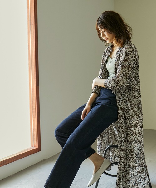 Fashion Letter（ファッションレター）の「ペイズリー柄バンドカラーシアーシャツワンピ  21SS（シャツワンピース・レディース・アイボリー/ブラウン/ブラック・M）」の19枚目の写真