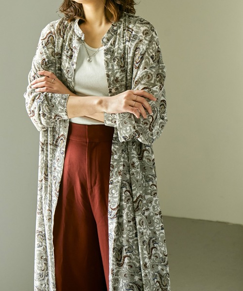 Fashion Letter（ファッションレター）の「ペイズリー柄バンドカラーシアーシャツワンピ  21SS（シャツワンピース・レディース・アイボリー/ブラウン/ブラック・M）」の22枚目の写真