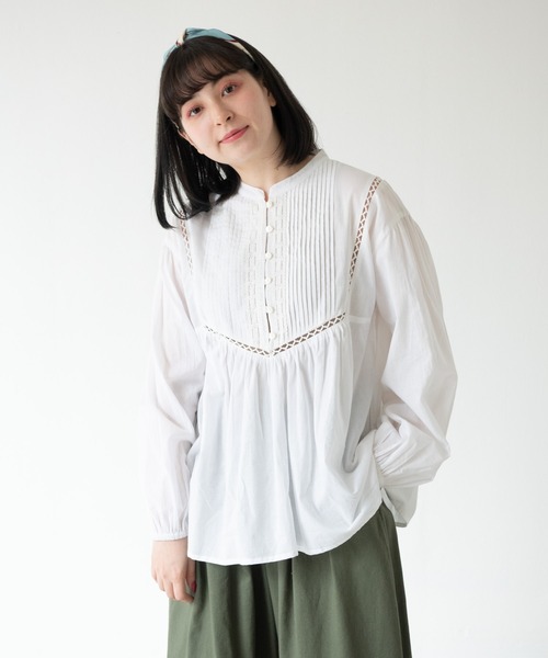 MERLOT（メルロー）の「ピンタッククラシックブラウス（シャツ/ブラウス・レディース・ネイビー/ホワイト・FREE）」の15枚目の写真