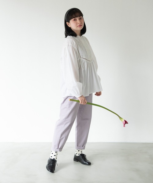 MERLOT（メルロー）の「ピンタッククラシックブラウス（シャツ/ブラウス・レディース・ネイビー/ホワイト・FREE）」の8枚目の写真