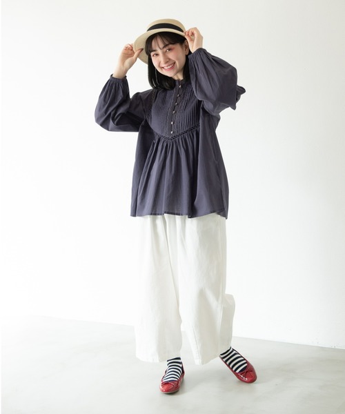 MERLOT（メルロー）の「ピンタッククラシックブラウス（シャツ/ブラウス・レディース・ネイビー/ホワイト・FREE）」の17枚目の写真