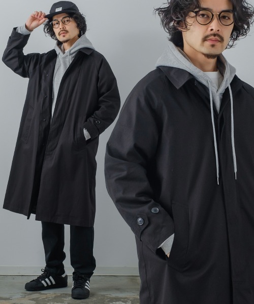 improves（インプローブス）の「オーバーサイズ ロング バルマカーンコート（ステンカラーコート・メンズ・ブラック/ベージュ/カーキ/ブルーグレー/チェック/ライトグレー/チャコールグレー・MEDIUM/LARGE）」の2枚目の写真