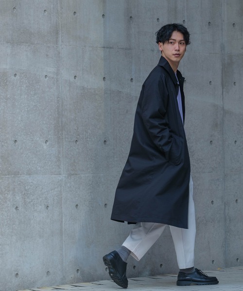 improves（インプローブス）の「オーバーサイズ ロング バルマカーンコート（ステンカラーコート・メンズ・ブラック/ベージュ/カーキ/ブルーグレー/チェック/ライトグレー/チャコールグレー・MEDIUM/LARGE）」の9枚目の写真