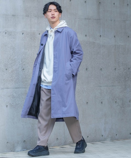 improves（インプローブス）の「オーバーサイズ ロング バルマカーンコート（ステンカラーコート・メンズ・ブラック/ベージュ/カーキ/ブルーグレー/チェック/ライトグレー/チャコールグレー・MEDIUM/LARGE）」の10枚目の写真