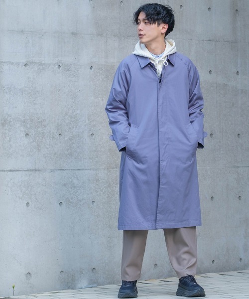 improves（インプローブス）の「オーバーサイズ ロング バルマカーンコート（ステンカラーコート・メンズ・ブラック/ベージュ/カーキ/ブルーグレー/チェック/ライトグレー/チャコールグレー・MEDIUM/LARGE）」の11枚目の写真
