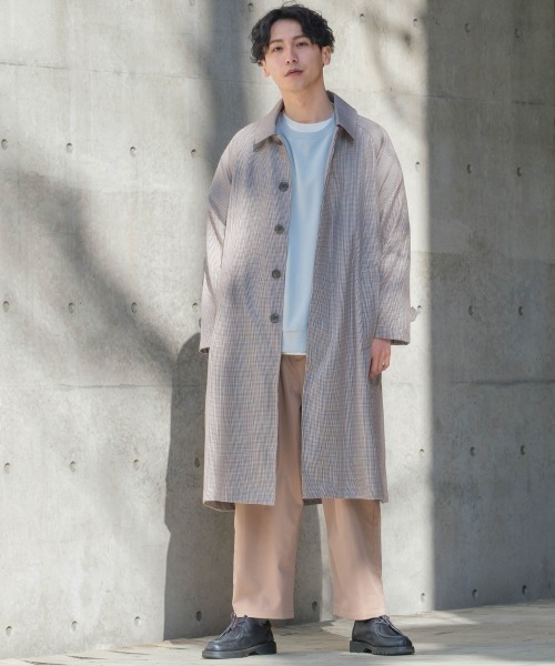 improves（インプローブス）の「オーバーサイズ ロング バルマカーンコート（ステンカラーコート・メンズ・ブラック/ベージュ/カーキ/ブルーグレー/チェック/ライトグレー/チャコールグレー・MEDIUM/LARGE）」の19枚目の写真