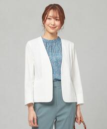 closet story | ＜closet story＞□シアサッカー カラーレス ジャケット -手洗い可能-(ノーカラージャケット)